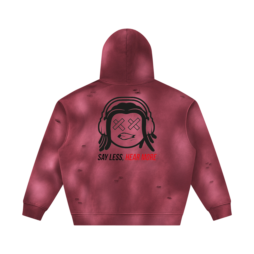 SLHM DOUBLE LOGO Unisex Sunfade Frayed Fleece Hoodie