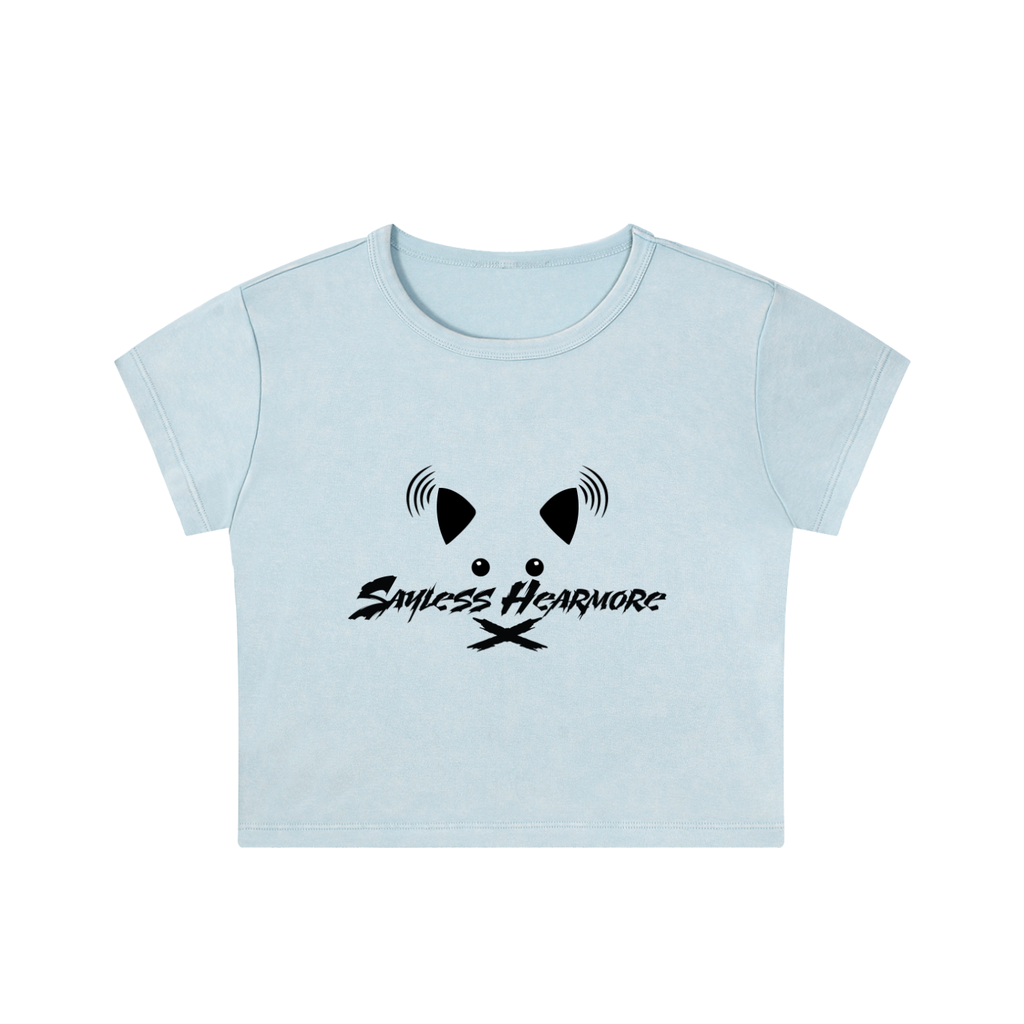 SLHM CAT LOGO Snow Washed Crop Top