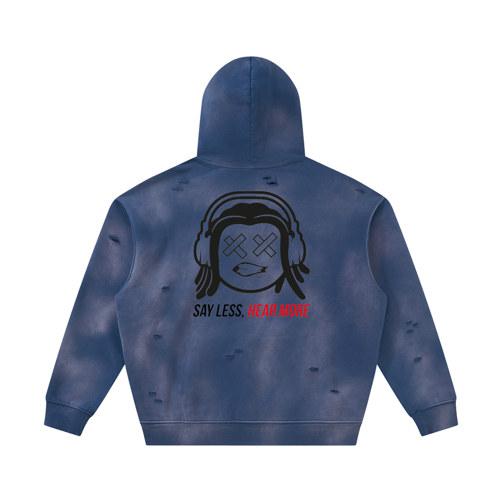 SLHM DOUBLE LOGO Unisex Sunfade Frayed Fleece Hoodie