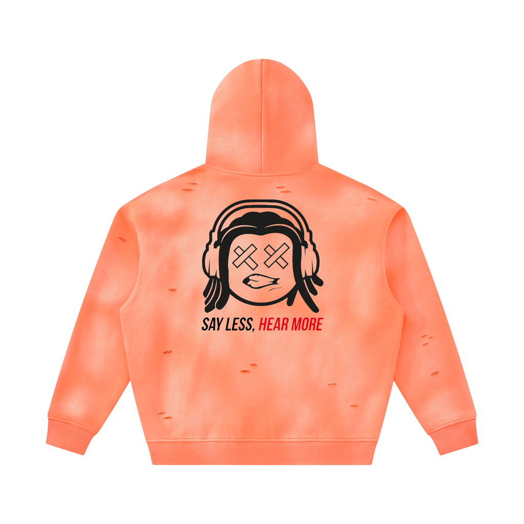 SLHM DOUBLE LOGO Unisex Sunfade Frayed Fleece Hoodie
