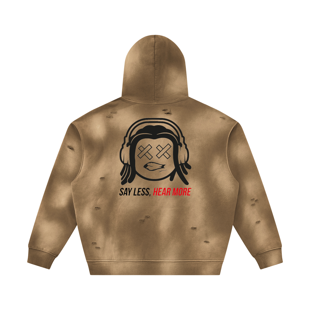 SLHM DOUBLE LOGO Unisex Sunfade Frayed Fleece Hoodie
